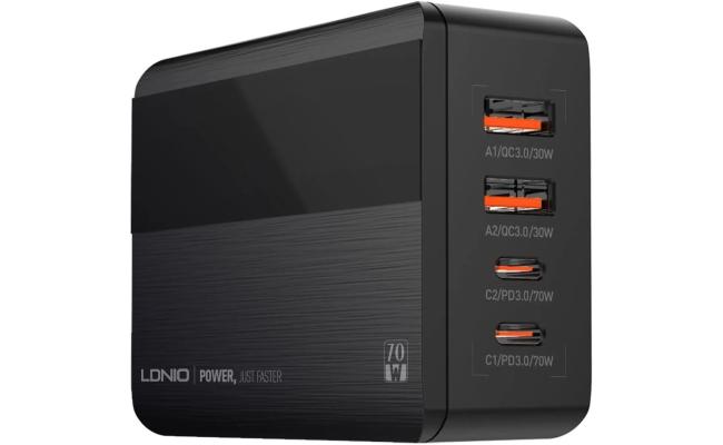 LDNIO A4808Q 70W GaN SUPER FAST CHARGING Desktop Charging for mobile phone and laptop with CE certification - Black